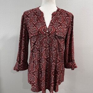 Ava & Grace Maroon Patterned Blouse